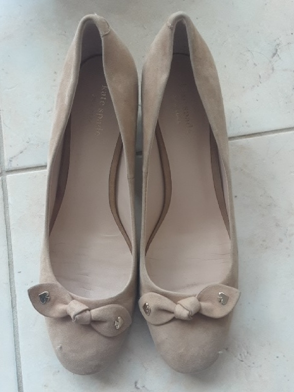 kate spade Beige Suede Bow Ballet Flats